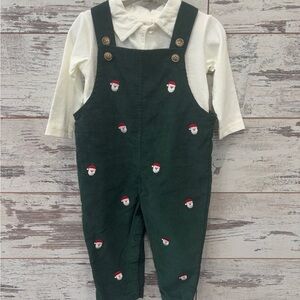 Starting Out Dark Green Overalls with Santa Embroidery